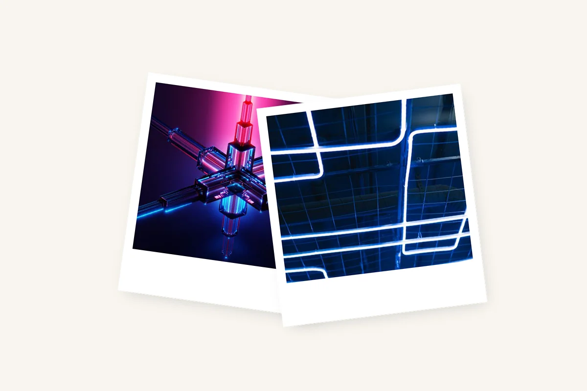 Ambiance néon futuriste évoquant l'expérience VR Vortex à Nantes